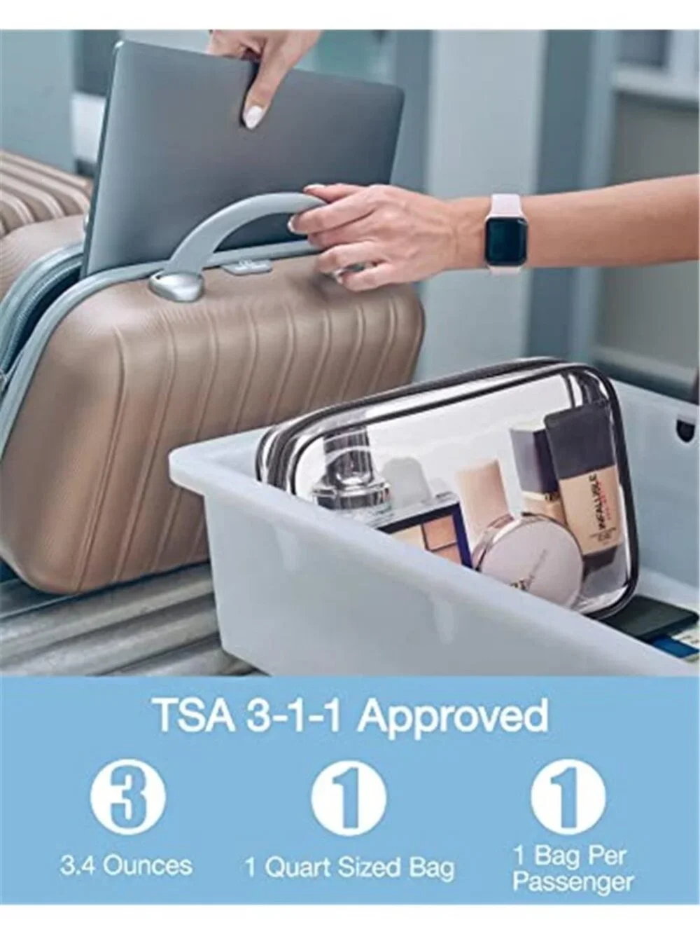 Clear Toiletry Bag 2-Pack TSA Approved Water-Repellent, Black